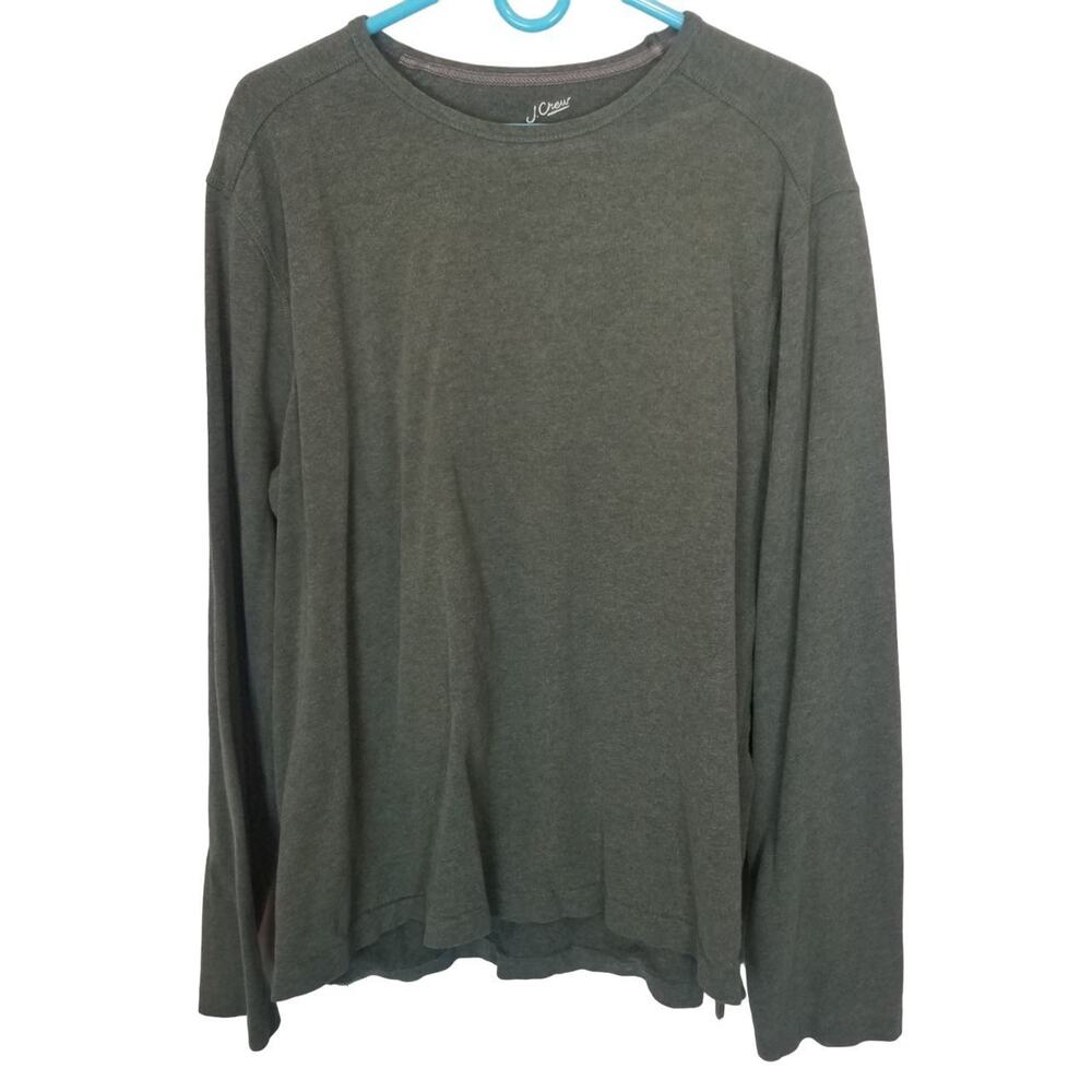 J. Crew Mens Sueded Jersey Shirt Size XL Minimalist Grunge Stretch Olive Green